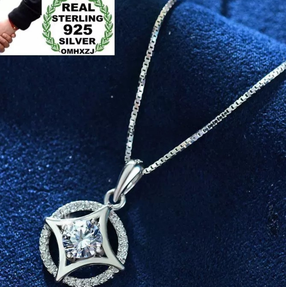 NEW 925 Sterling Silver Diamond Star Necklace - Picture 4 of 11